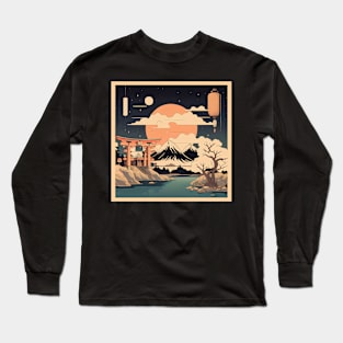 Japanese Style Mountain Torii Scene Long Sleeve T-Shirt